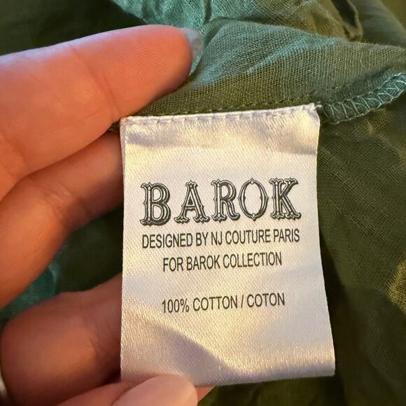 BAROK | Anthropologie Green Floral Beaded Tiered Maxi Dress Tassel Fringe Small - Picture 8 of 9